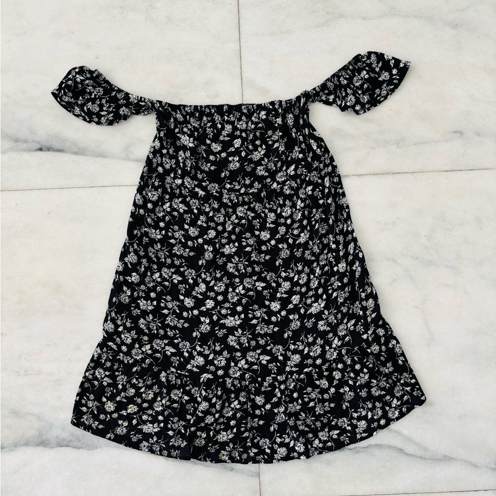 Y2K Mossimo Dress Mini Floral Off Shoulder Black Ivory Women S Boho Grunge 90s